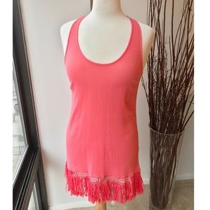 Y2k VICTORIAS SECRET CORAL FRINGE COVERUP